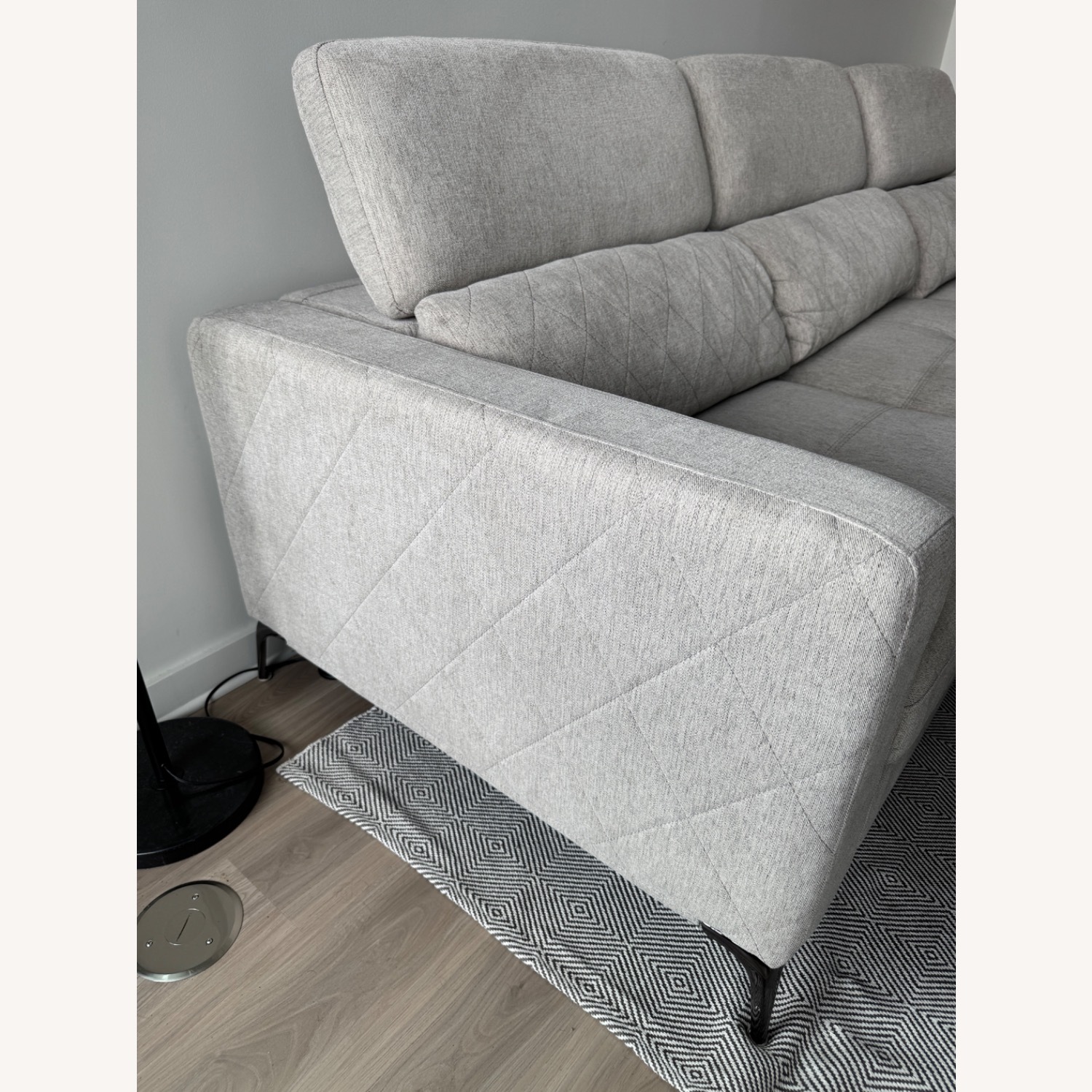 Modern Gray Fabric Sectional Sofa with Ottoman - image-4