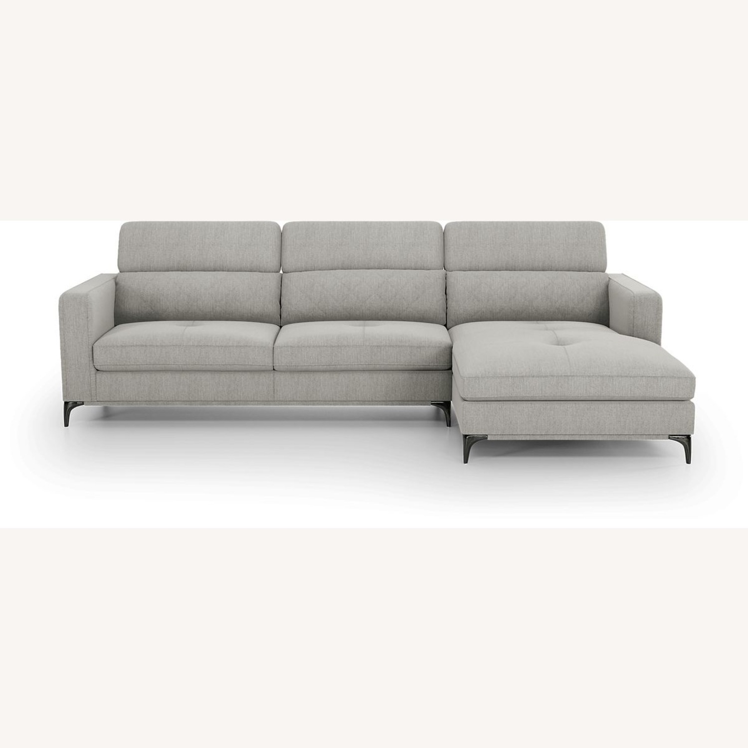 Modern Gray Fabric Sectional Sofa with Ottoman - image-5