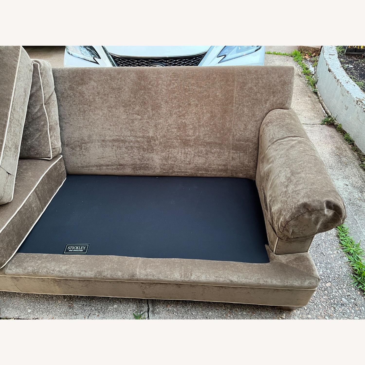 Brown Velvet 3+ Seater Sofa - image-3