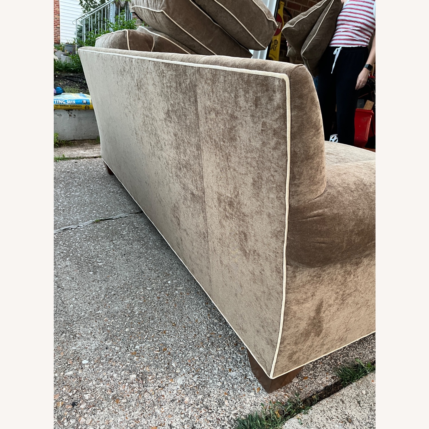 Brown Velvet 3+ Seater Sofa - image-6