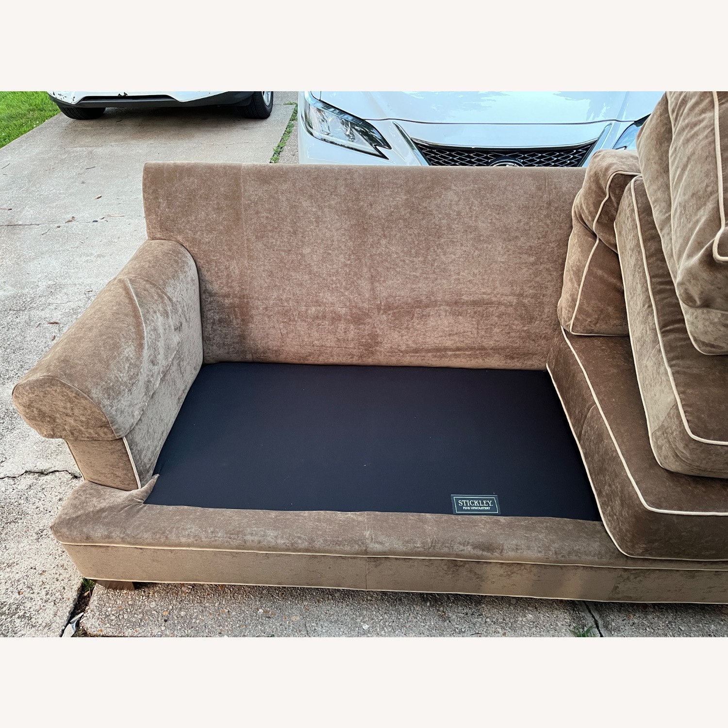 Brown Velvet 3+ Seater Sofa - image-4