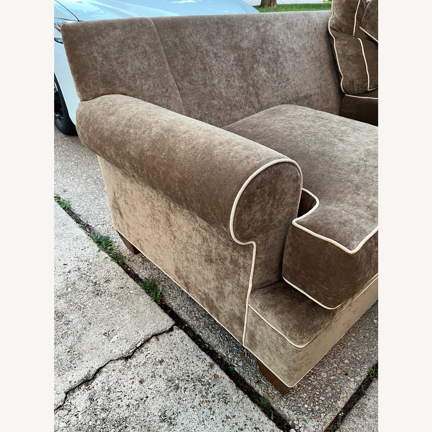 Brown Velvet 3+ Seater Sofa - image-5