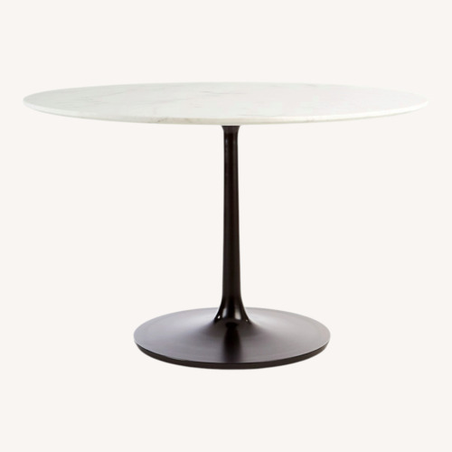 Used Crate & Barrel Nero White Marble Dining Table for sale on AptDeco