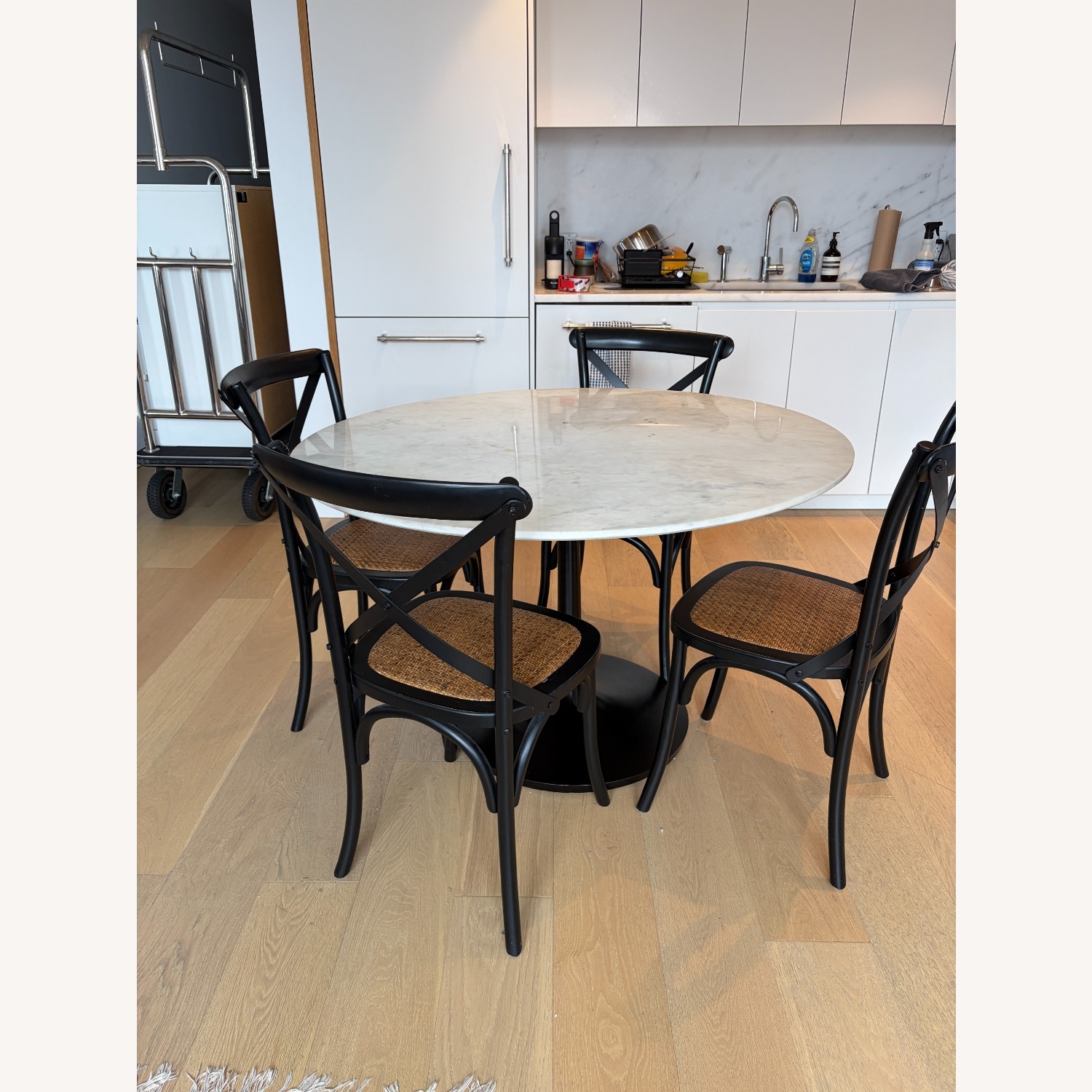 Crate & Barrel Nero White Marble Dining Table - image-1