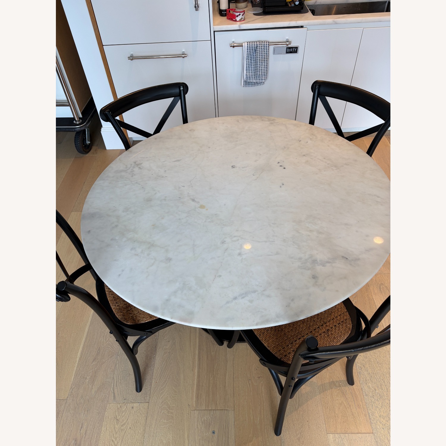 Crate & Barrel Nero White Marble Dining Table - image-2