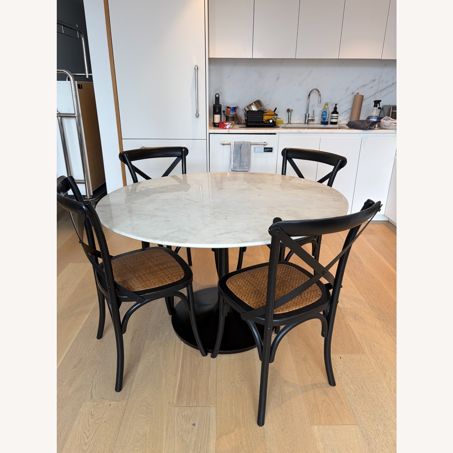Crate & Barrel Nero White Marble Dining Table - image-4