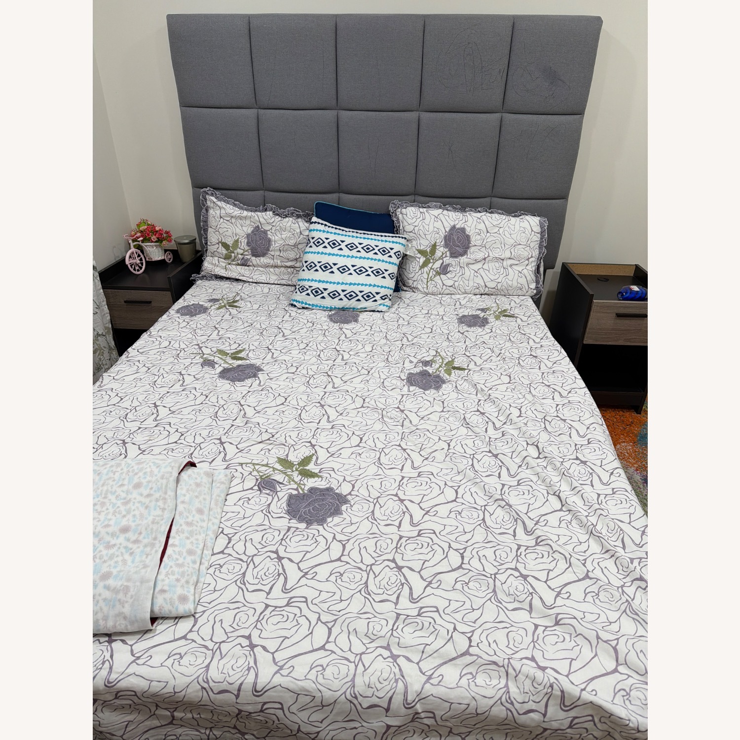 Light Gray Queen Bed - image-1