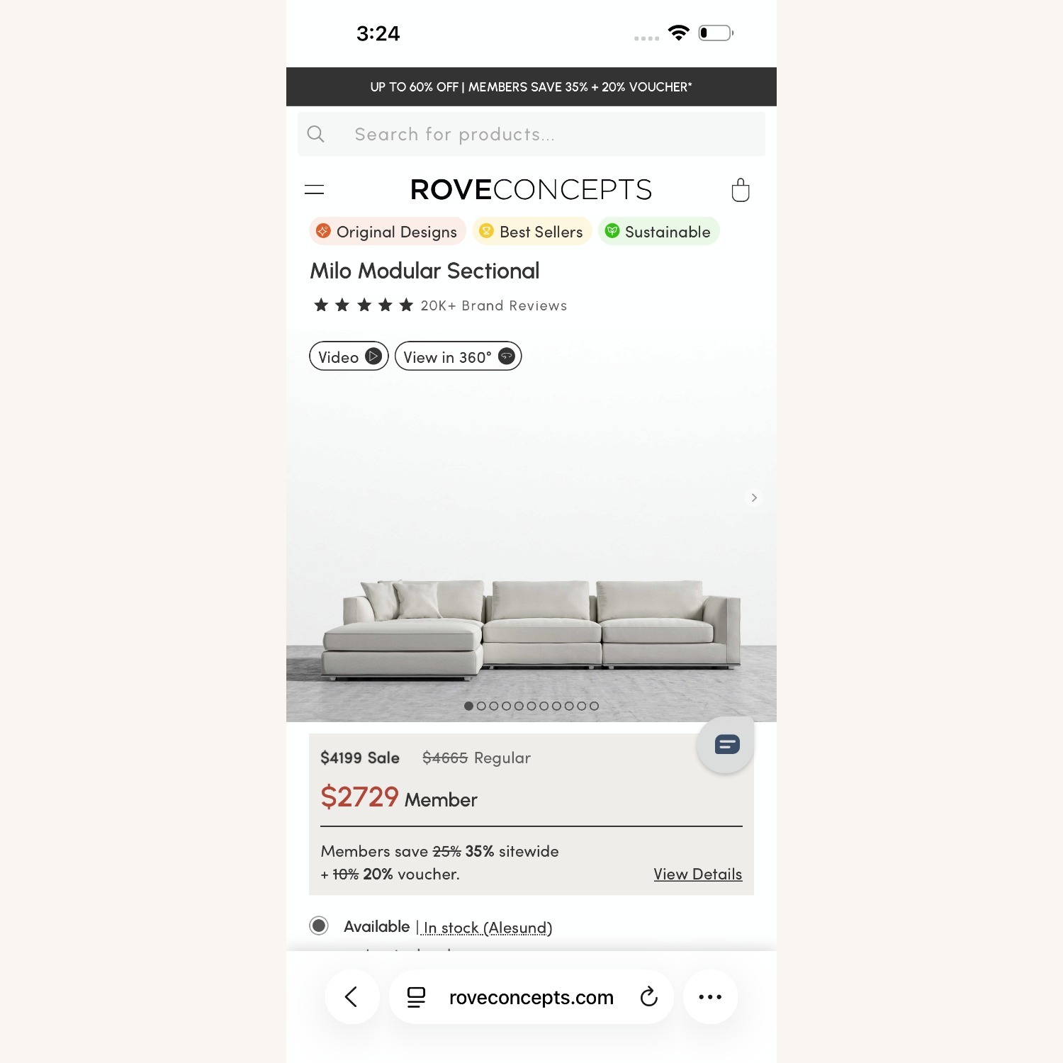 Rove Concepts Milo White Fabric 3+ Piece Sectional - image-4