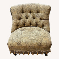 Boudoir Tufted Chair On Casters w Ottoman Chair