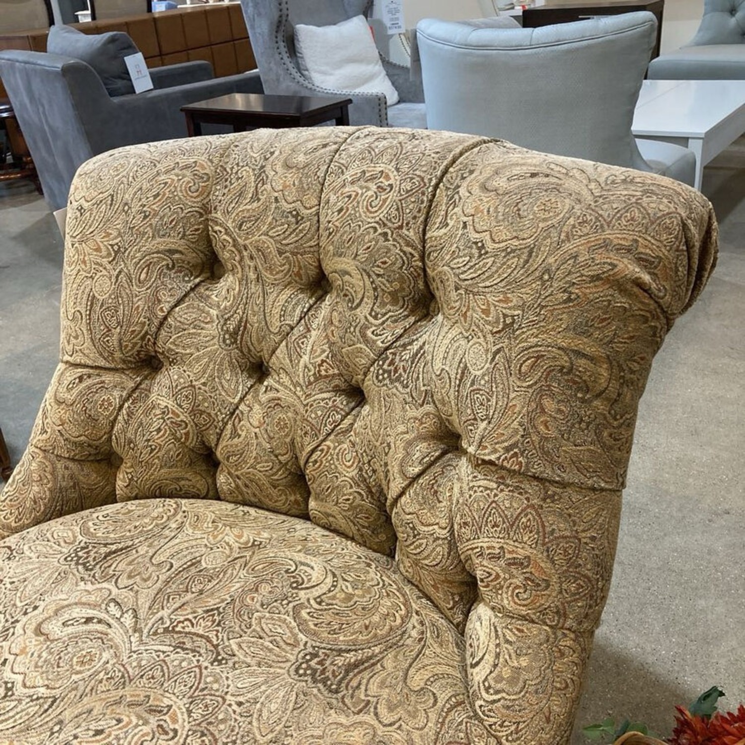 Boudoir Tufted Chair On Casters w Ottoman Chair - image-4