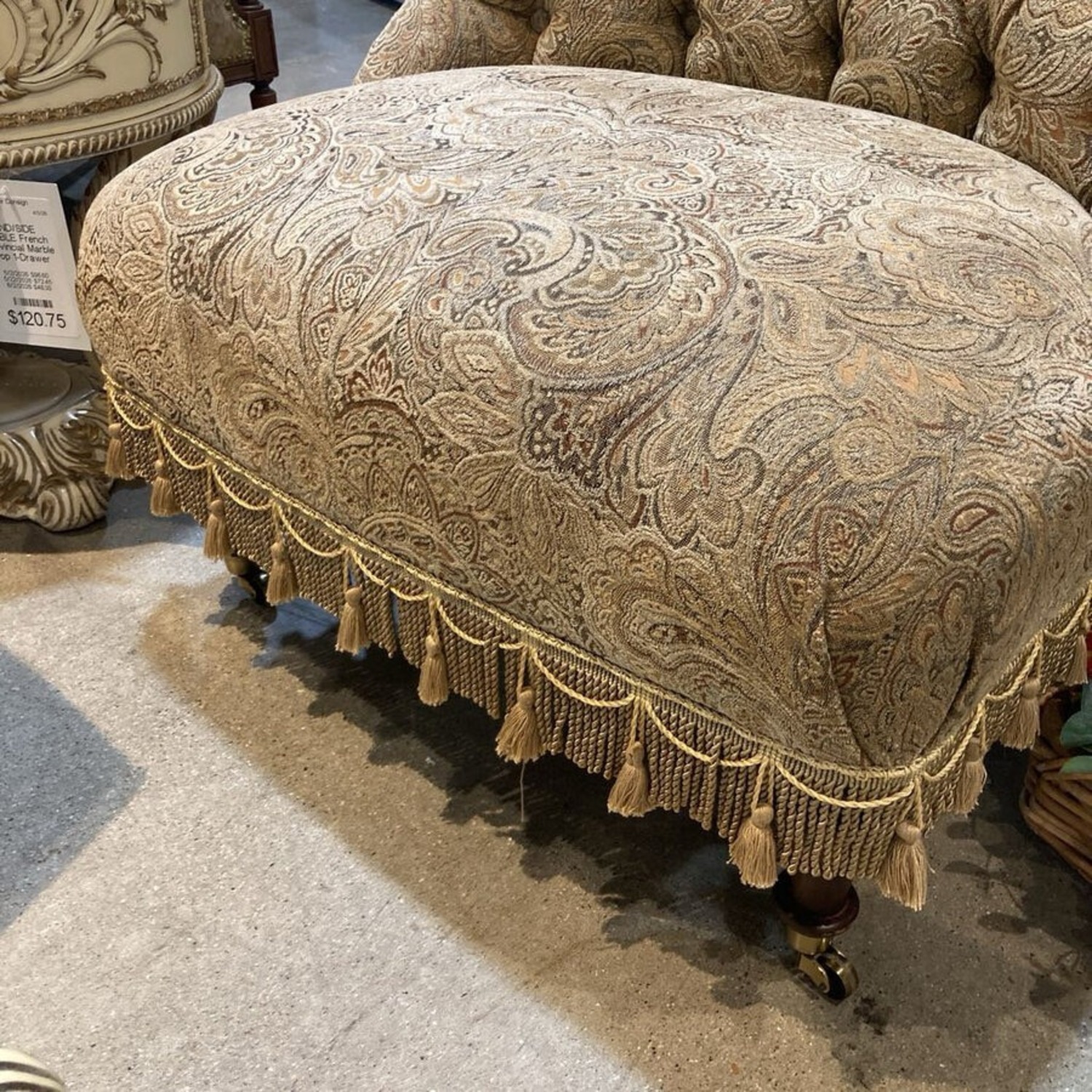 Boudoir Tufted Chair On Casters w Ottoman Chair - image-5