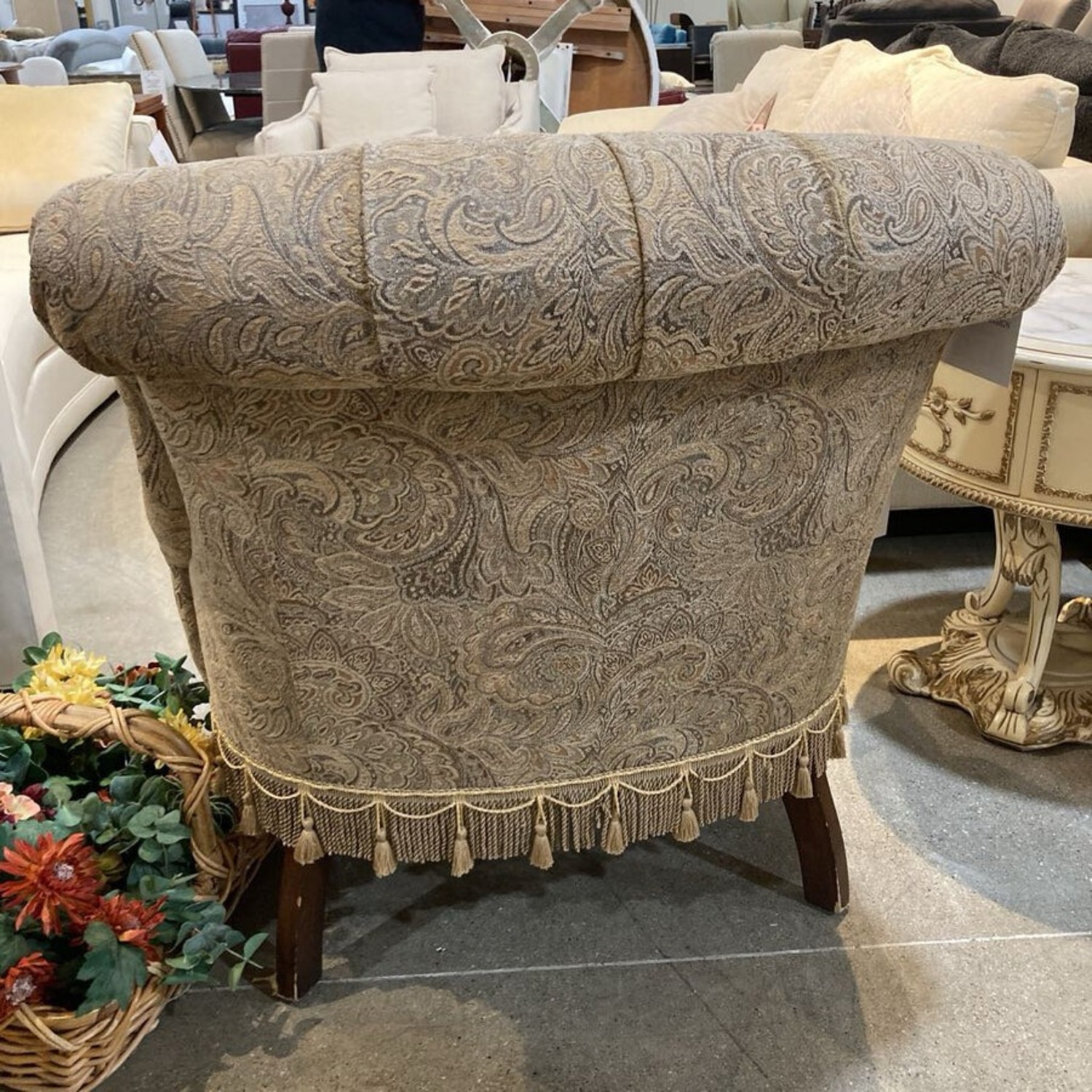 Boudoir Tufted Chair On Casters w Ottoman Chair - image-7