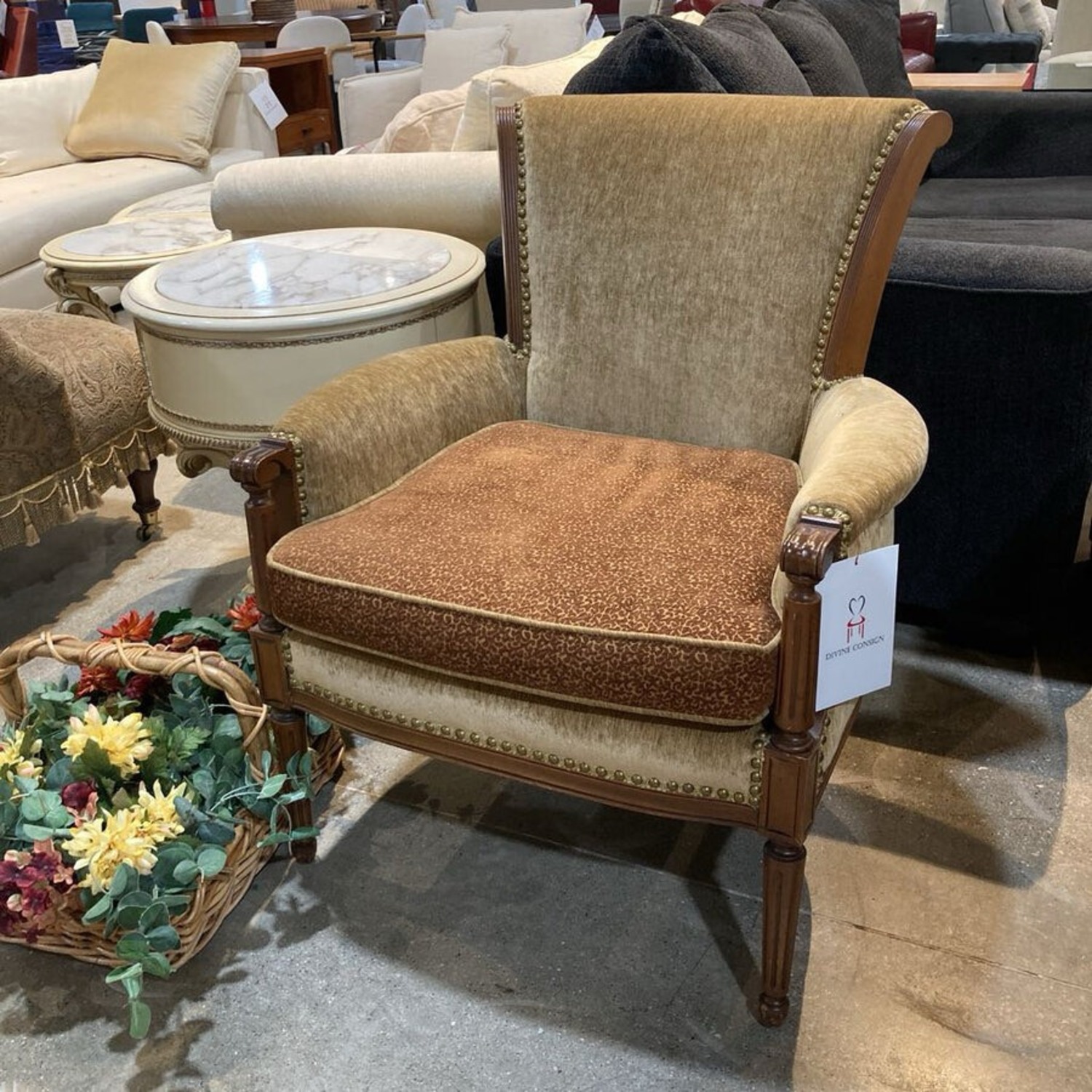 Neoclassical Nailhead Trim Armchair - image-2