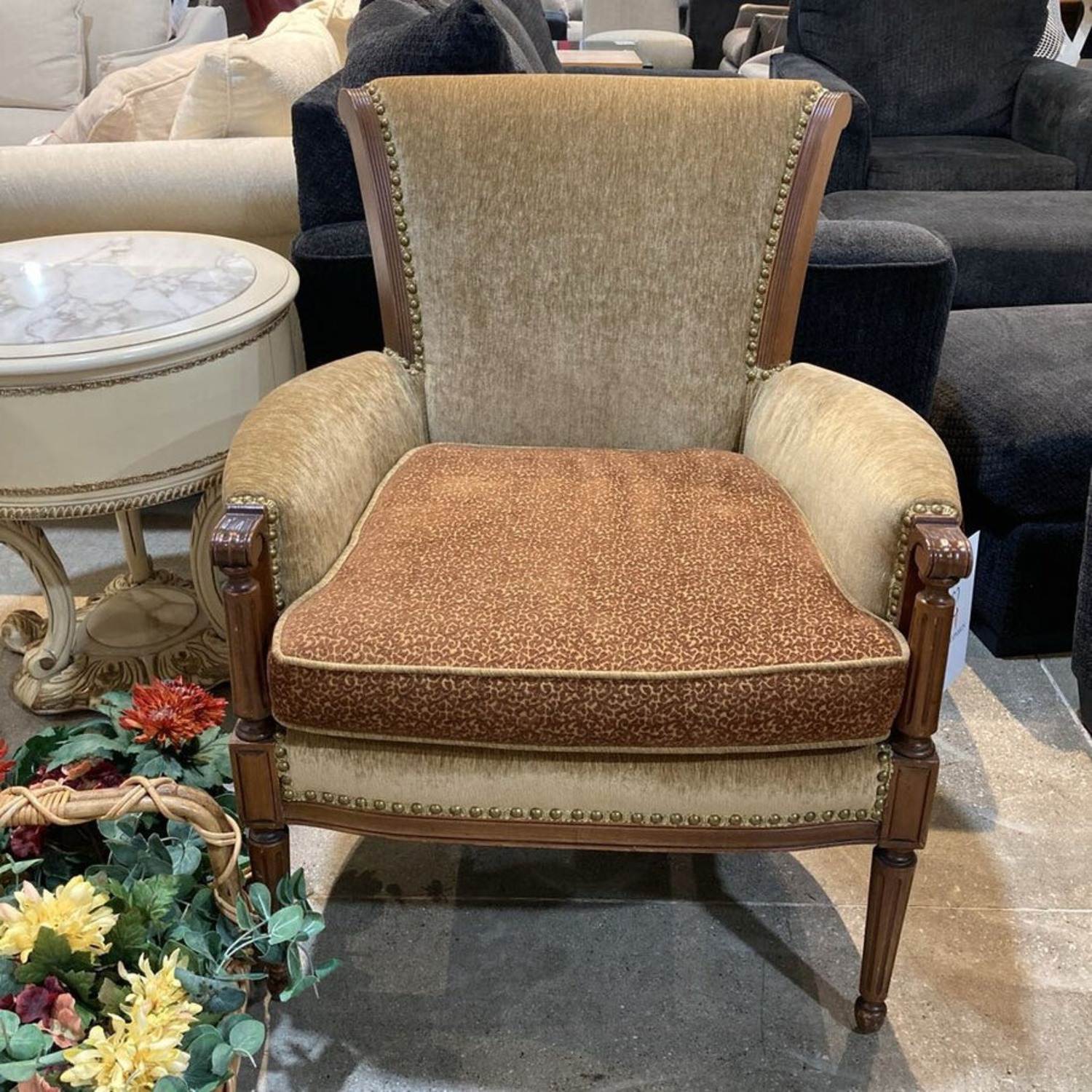 Neoclassical Nailhead Trim Armchair - image-3
