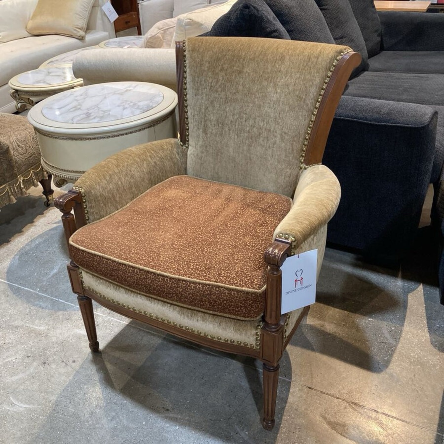 Neoclassical Nailhead Trim Armchair - image-1