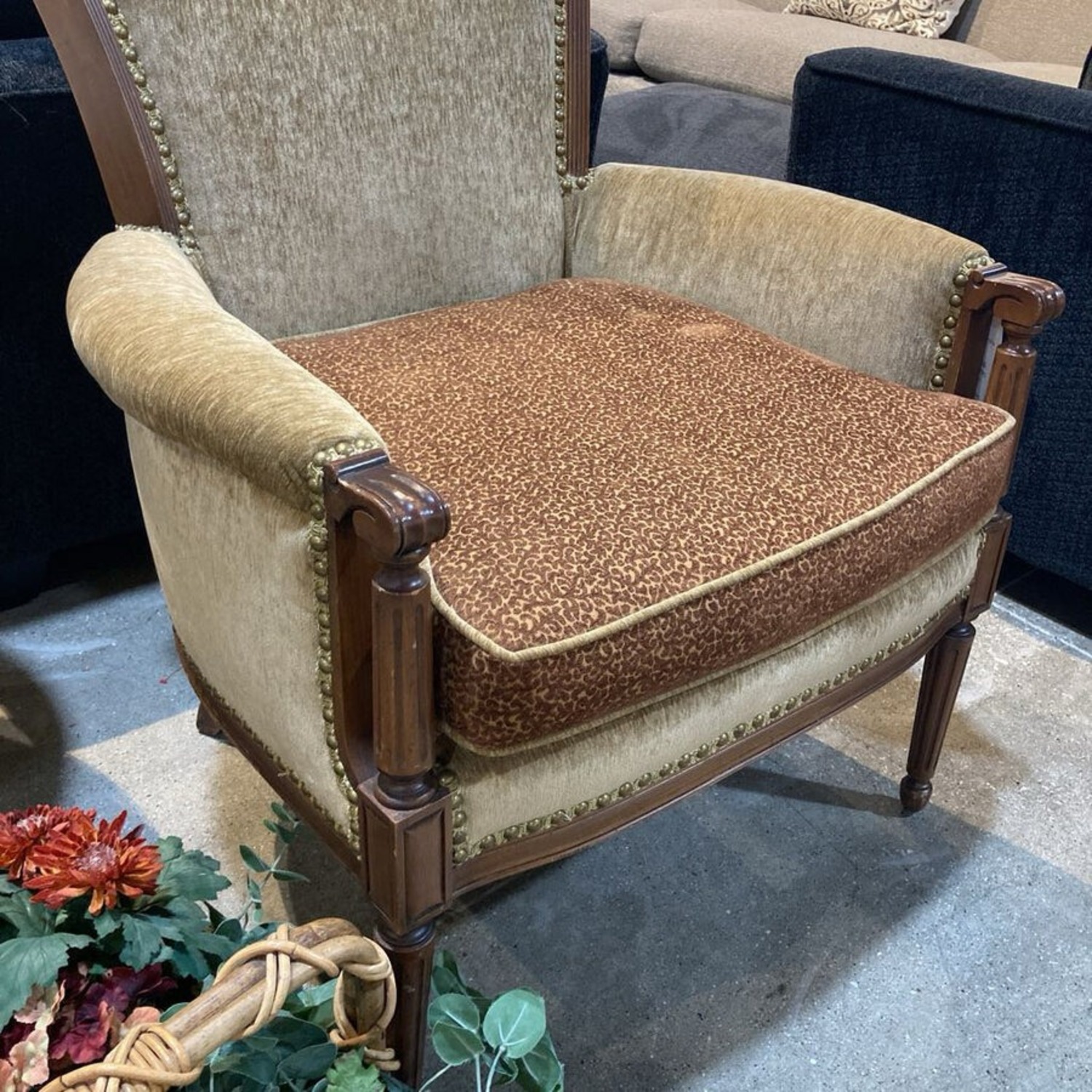 Neoclassical Nailhead Trim Armchair - image-5