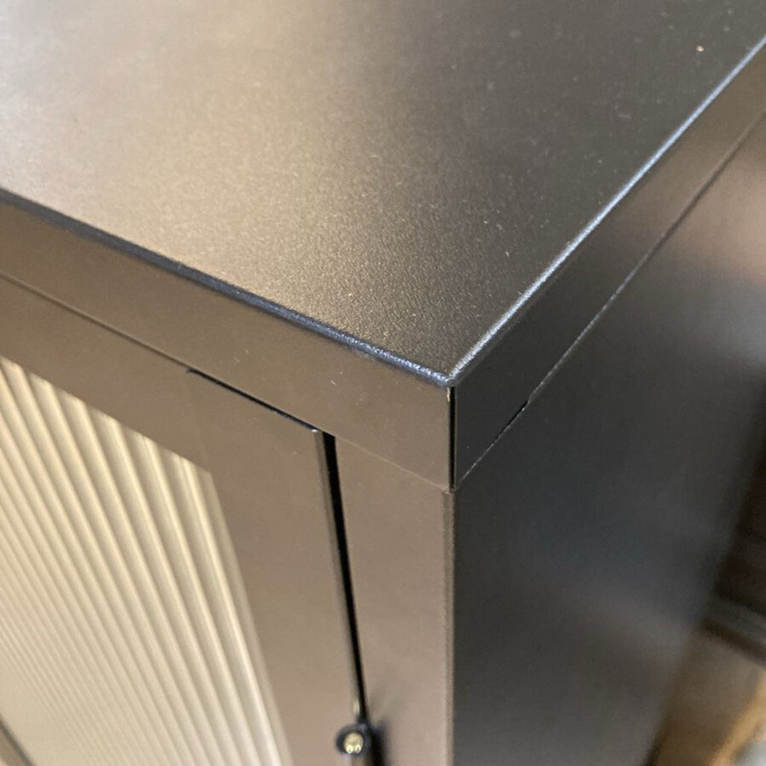 Metal w Ribbed Glass Doors & Brass Cabinet - image-11