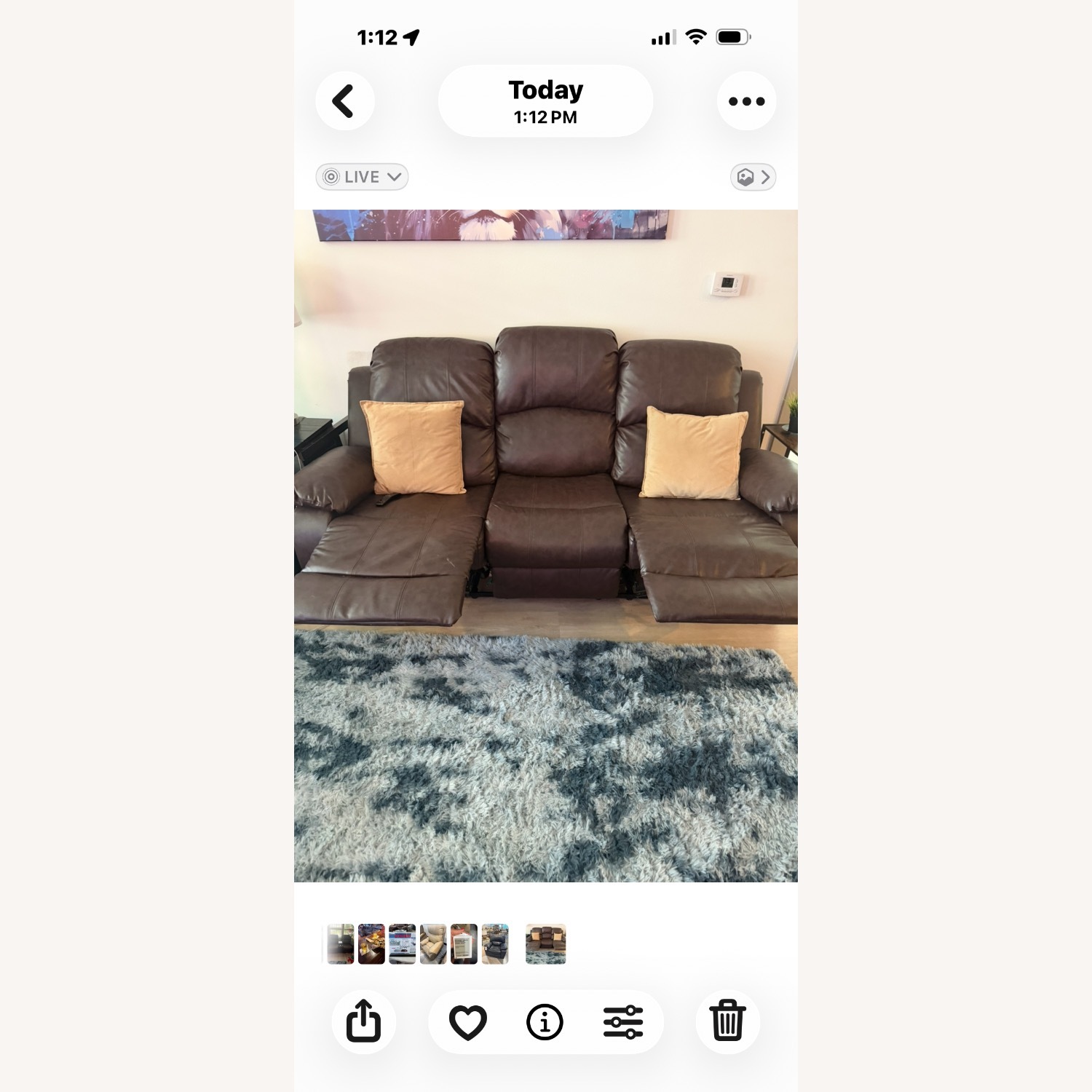 Dark Brown Faux Leather Recliner Sofa - image-1