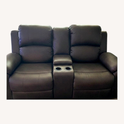 Used Dark Brown Faux Leather Recliner Sofa for sale on AptDeco