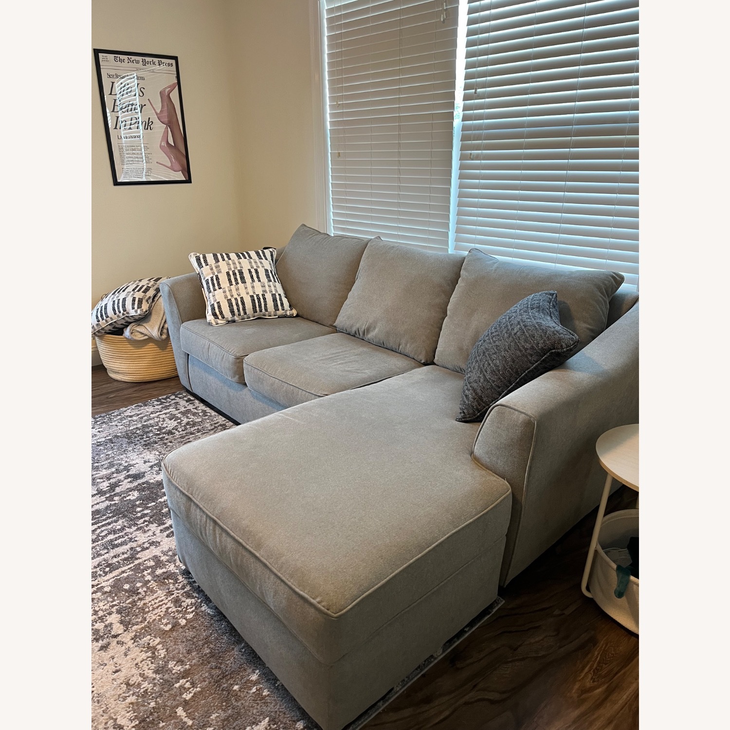 Light Gray Fabric 2 Piece Sectional - image-2