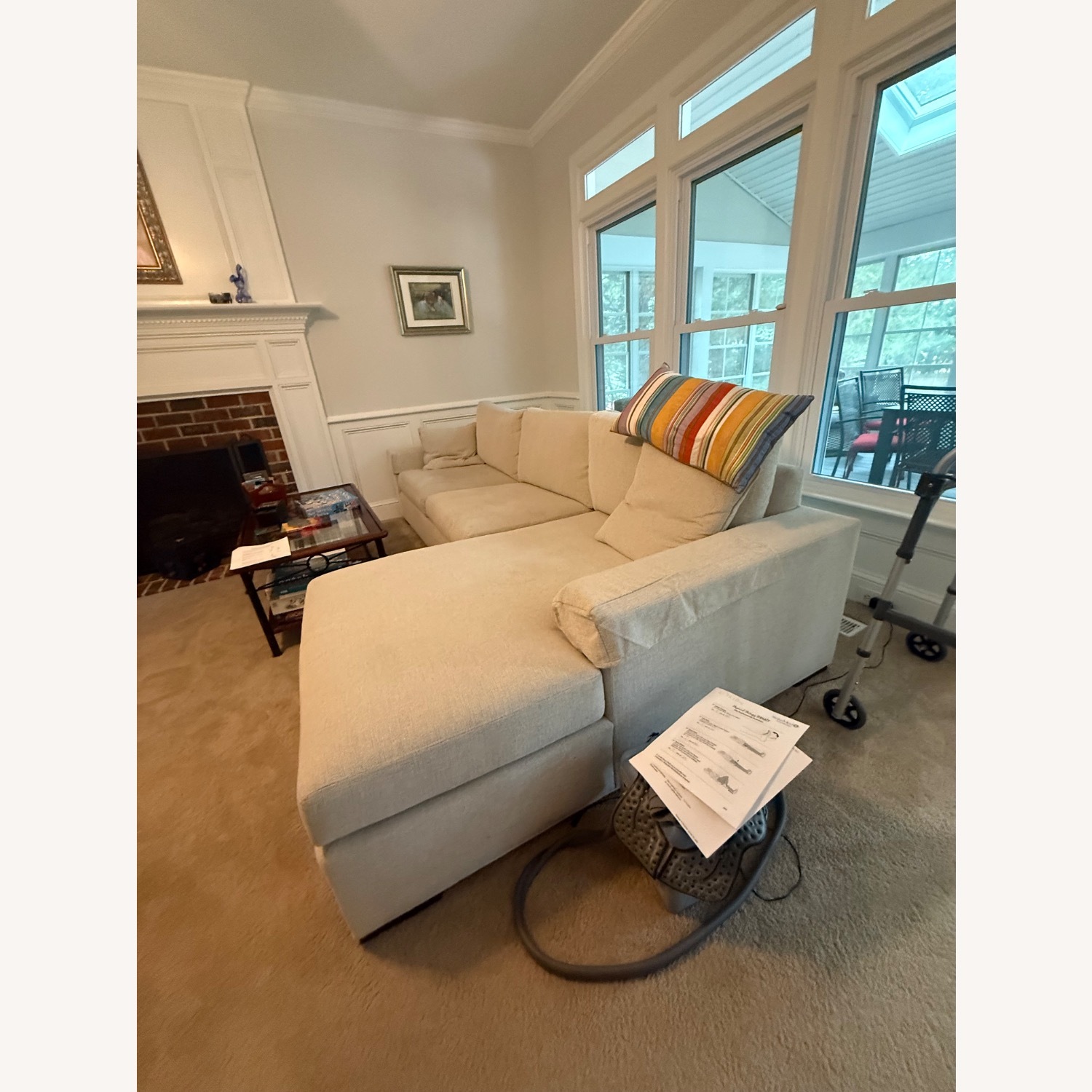 Ethan Allen Natural Fabric Chaise Lounge - image-2
