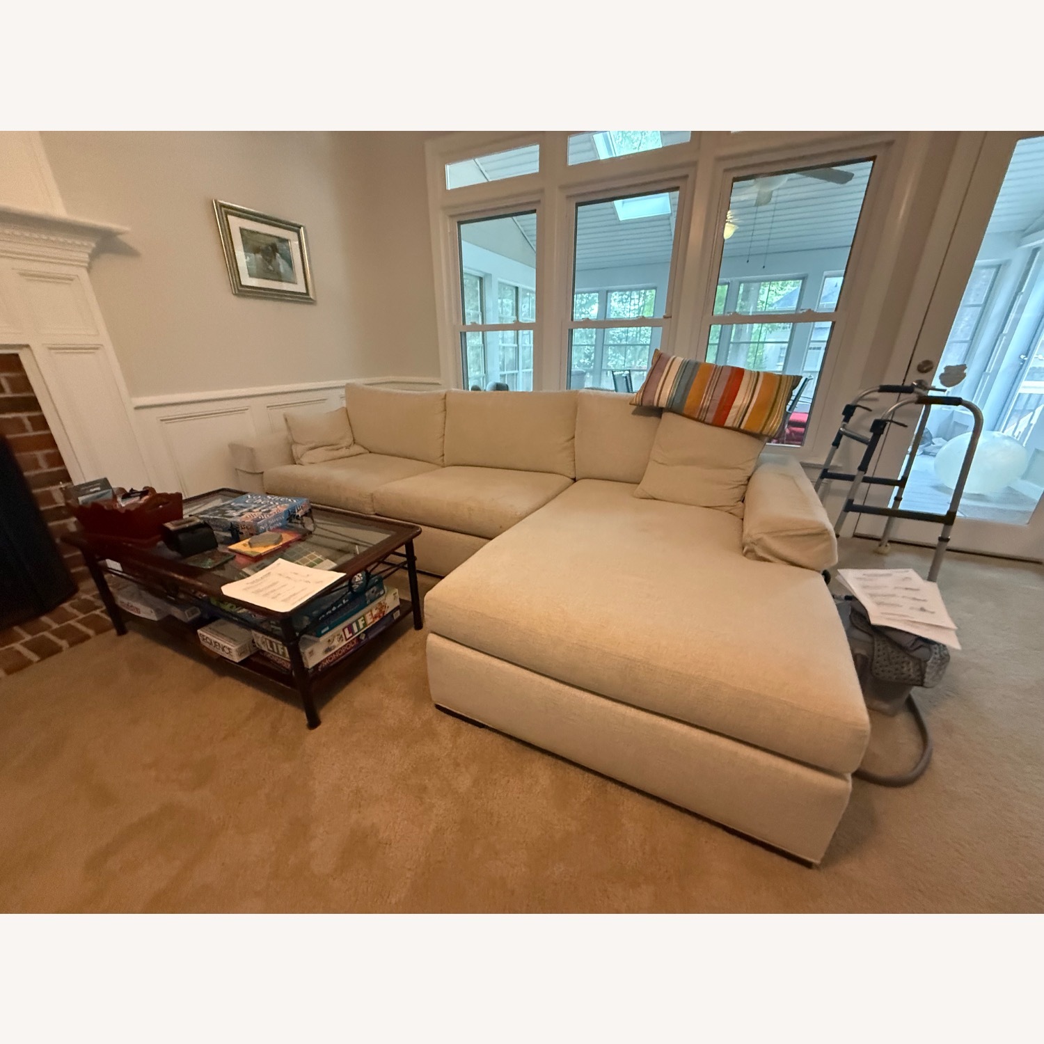 Ethan Allen Natural Fabric Chaise Lounge - image-1