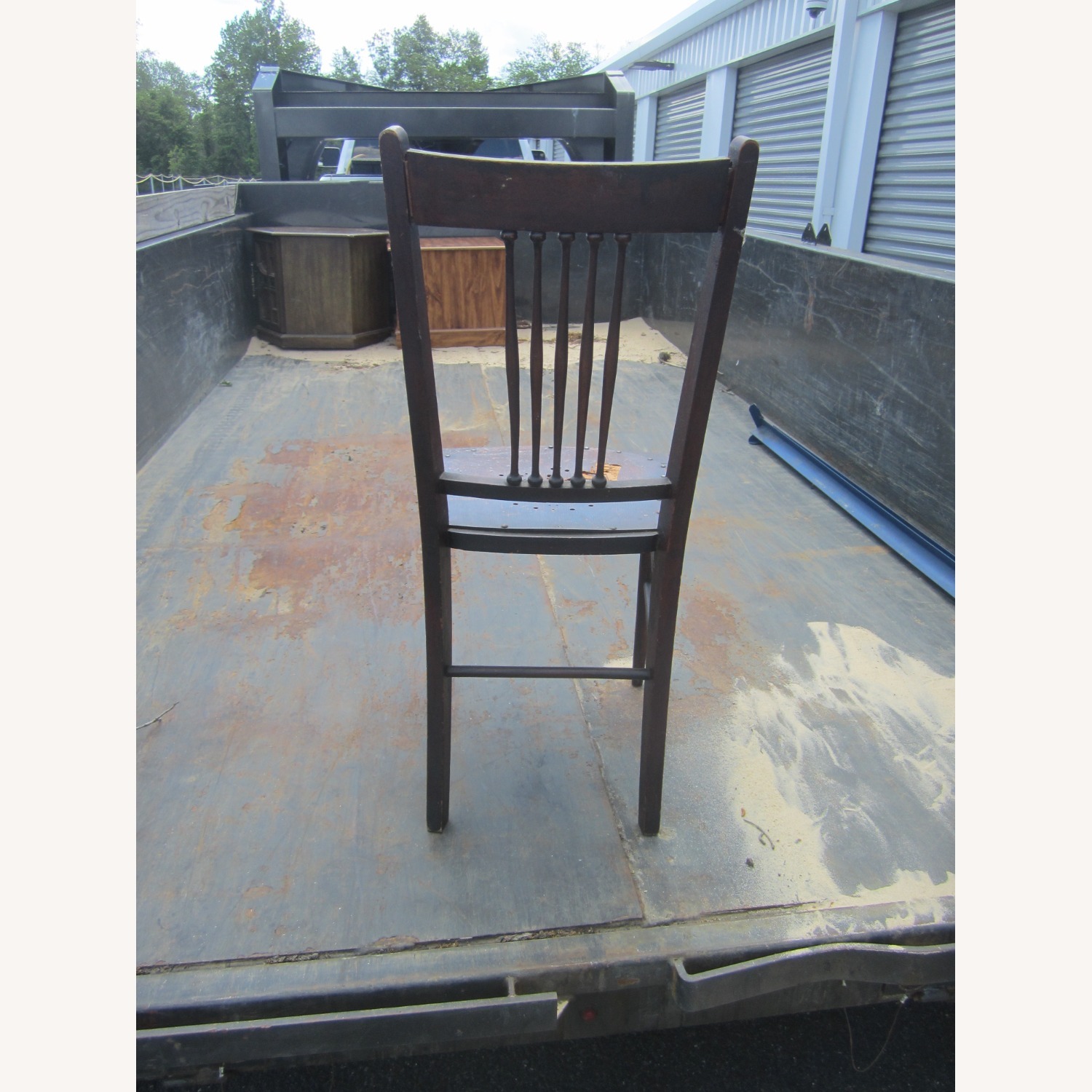 Antique Dark Brown Wood Accent Chair - image-3