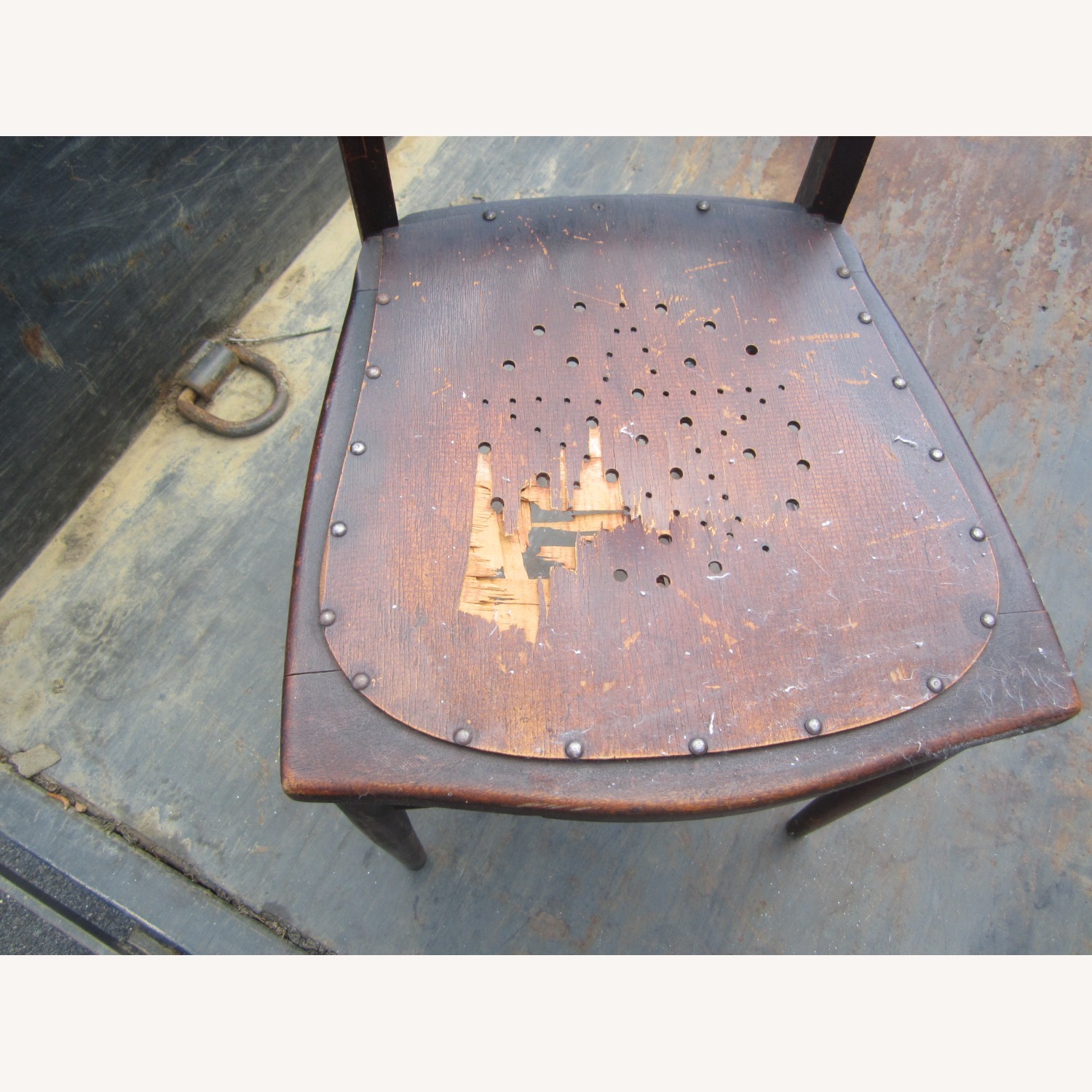 Antique Dark Brown Wood Accent Chair - image-6