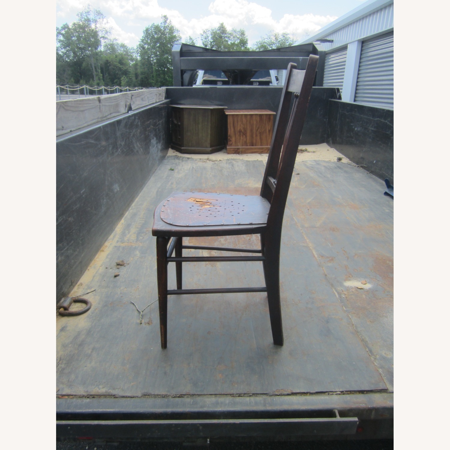Antique Dark Brown Wood Accent Chair - image-2
