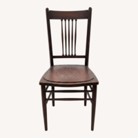 Antique Dark Brown Wood Accent Chair
