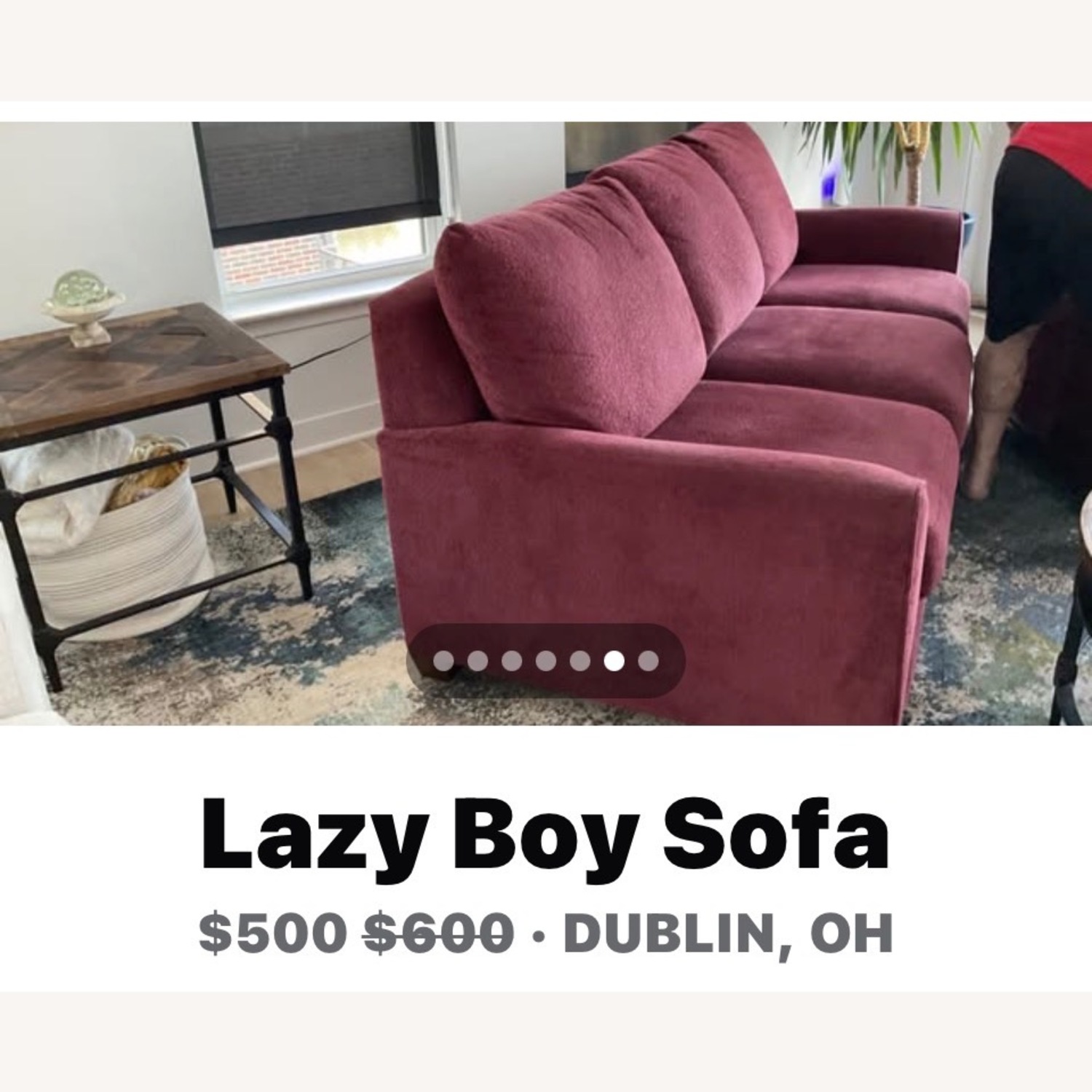Lazy Boy 3 Seater Burgundy Sofa  - image-3