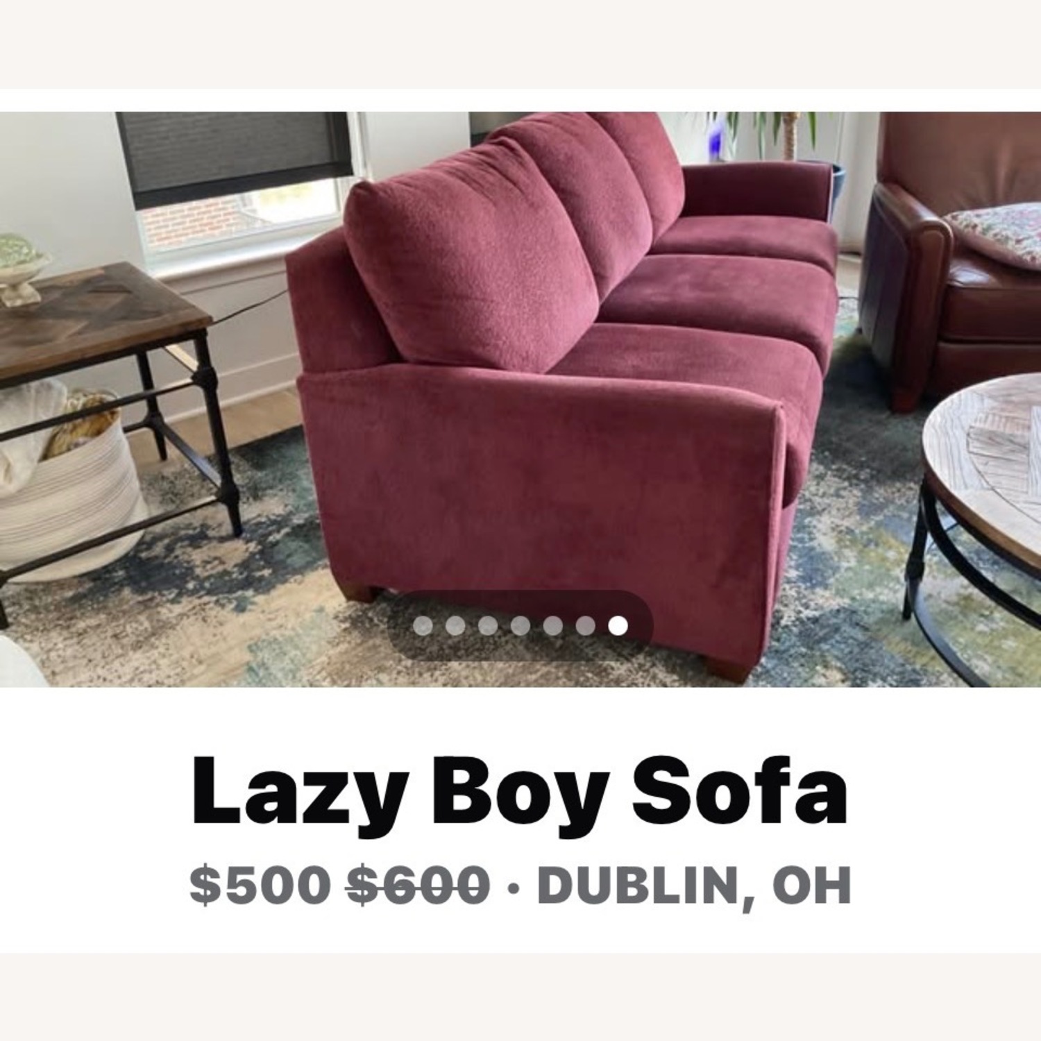Lazy Boy 3 Seater Burgundy Sofa  - image-4