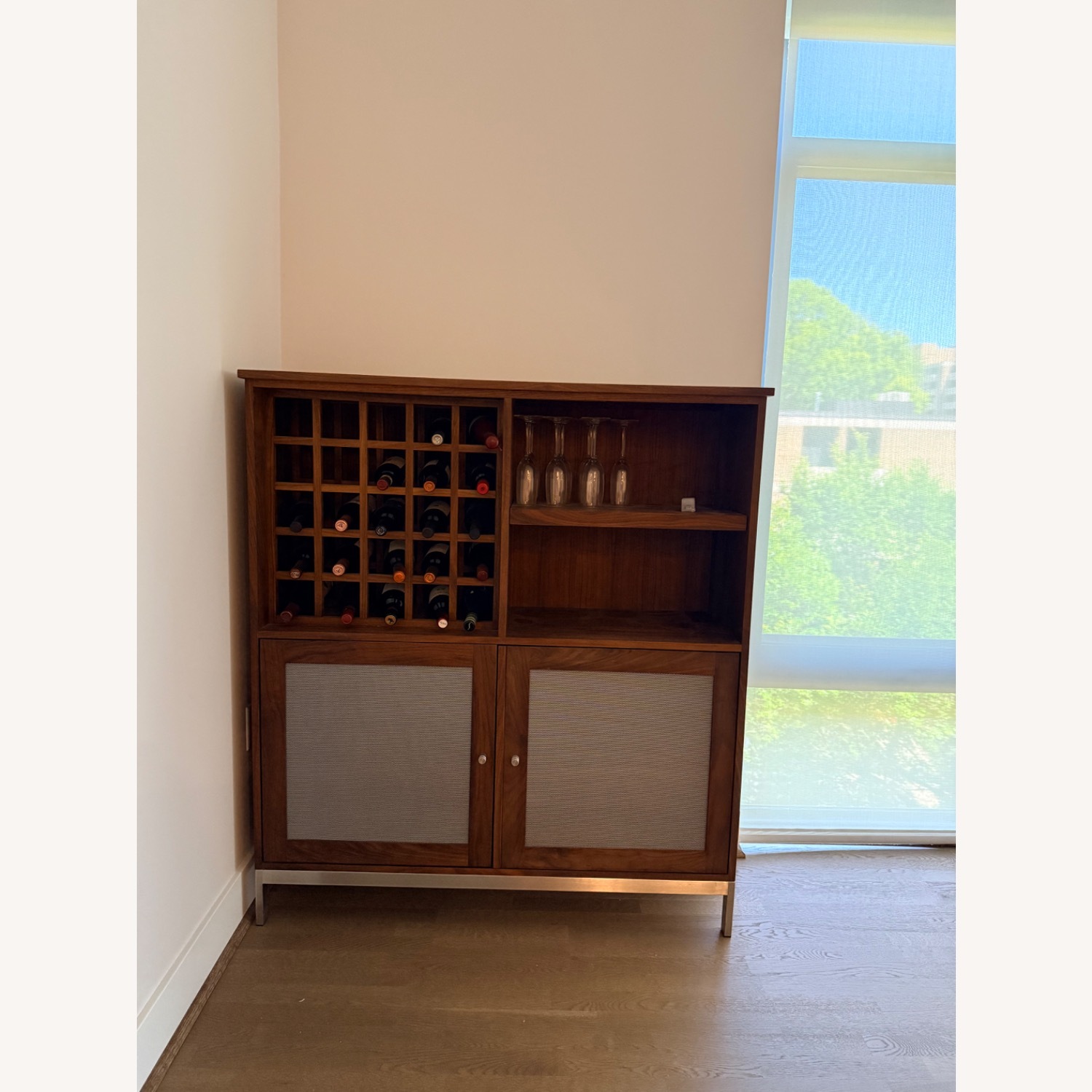 Linear Dark Brown Wood Bar Cart - image-3
