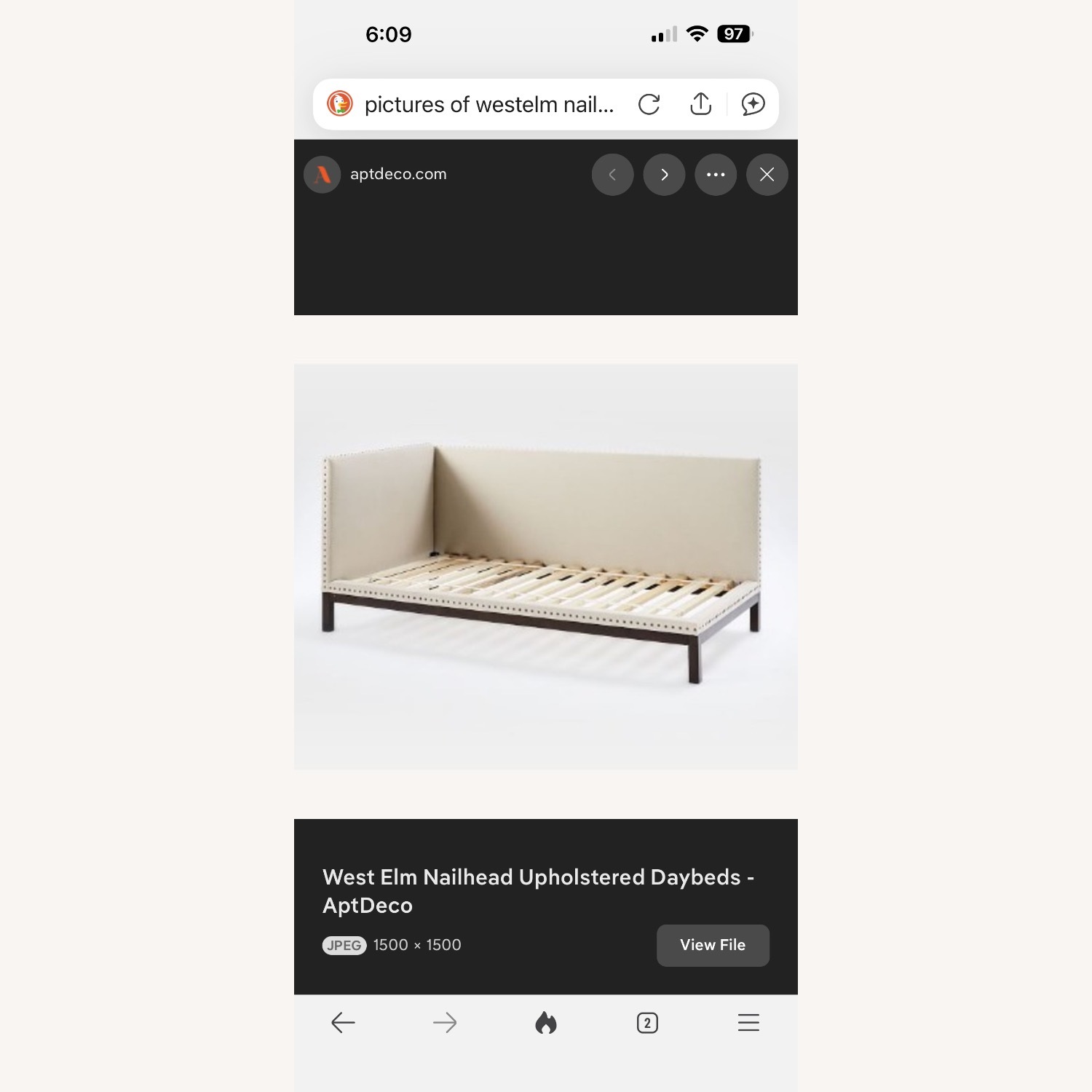 West Elm Nailhead Upholstered Daybed - image-1