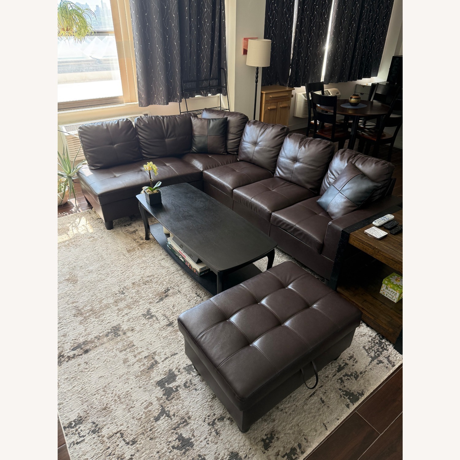 Dark Brown Leather 3+ Piece Sectional - image-1