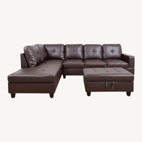 Used Dark Brown Leather 3+ Piece Sectional for sale on AptDeco