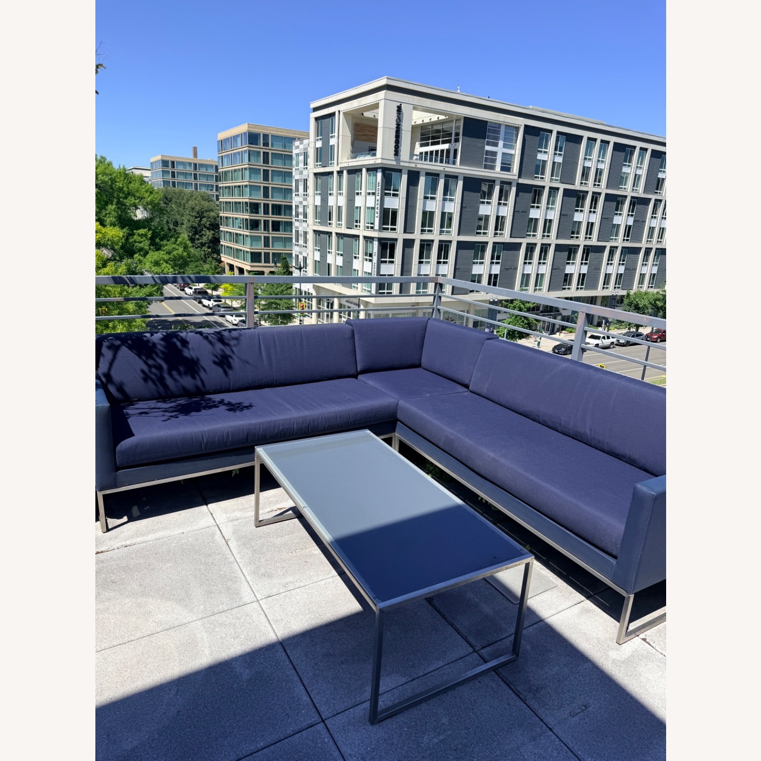Dune 3-Piece Navy L-Shaped Outdoor Sectional - image-1