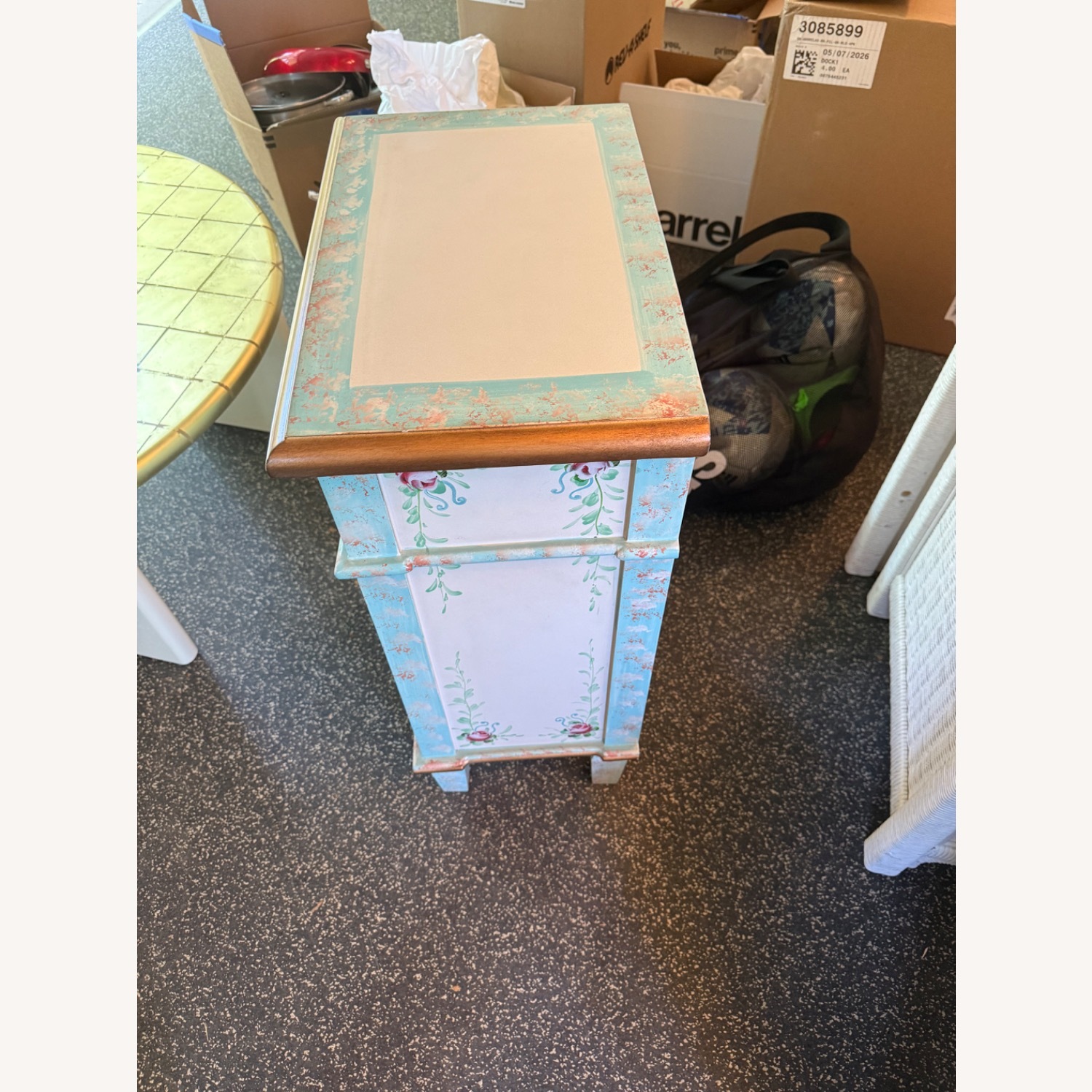 Vintage/Antique Green Wood Nightstand - image-2