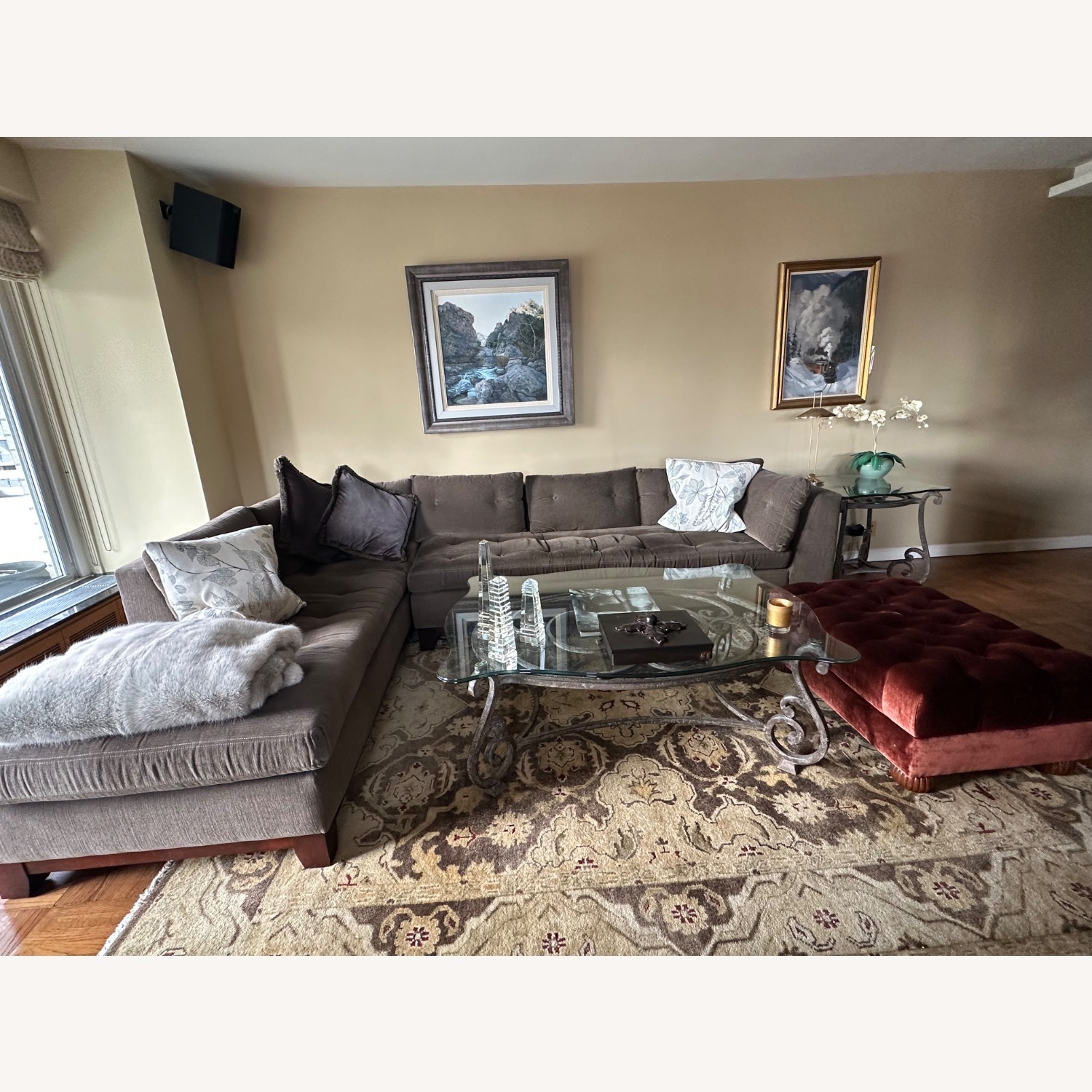 Green Fabric 2 Piece Sectional - image-2