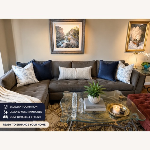 Used Green Fabric 2 Piece Sectional for sale on AptDeco