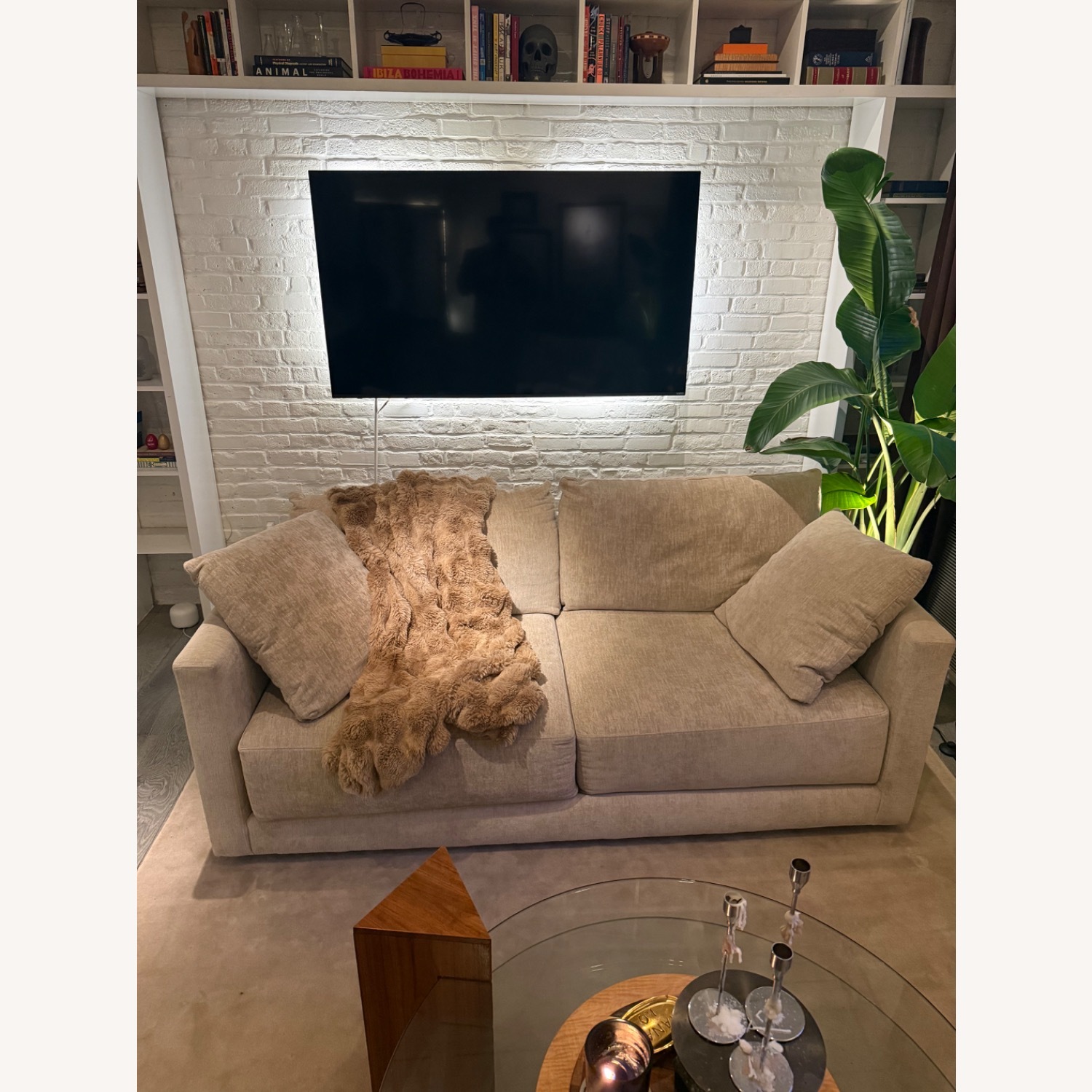 Crate & Barrel Natural Fabric 3+ Seater Sofa - image-4