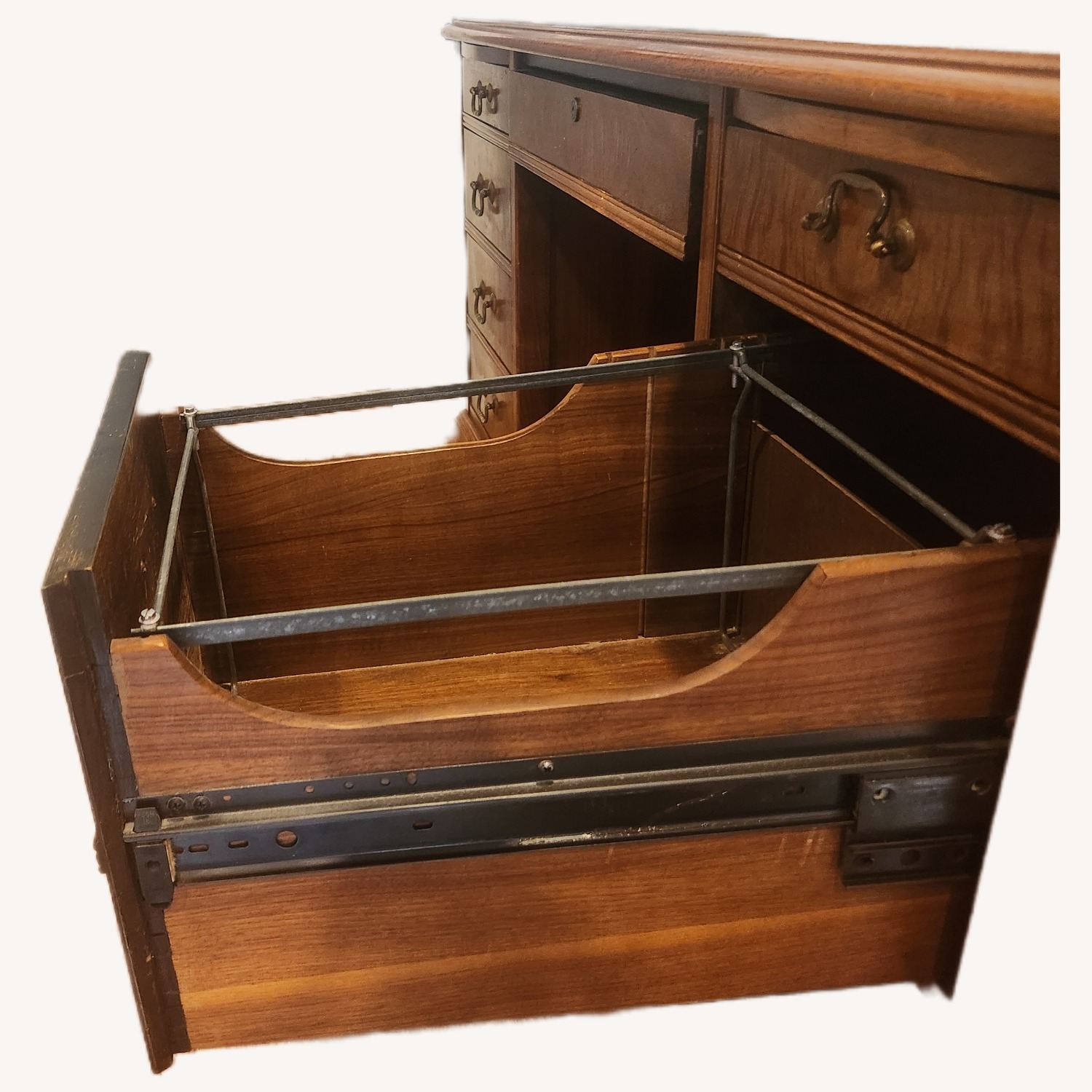 Vintage/Antique Solid Wood Executive Pedestal Desk - image-4