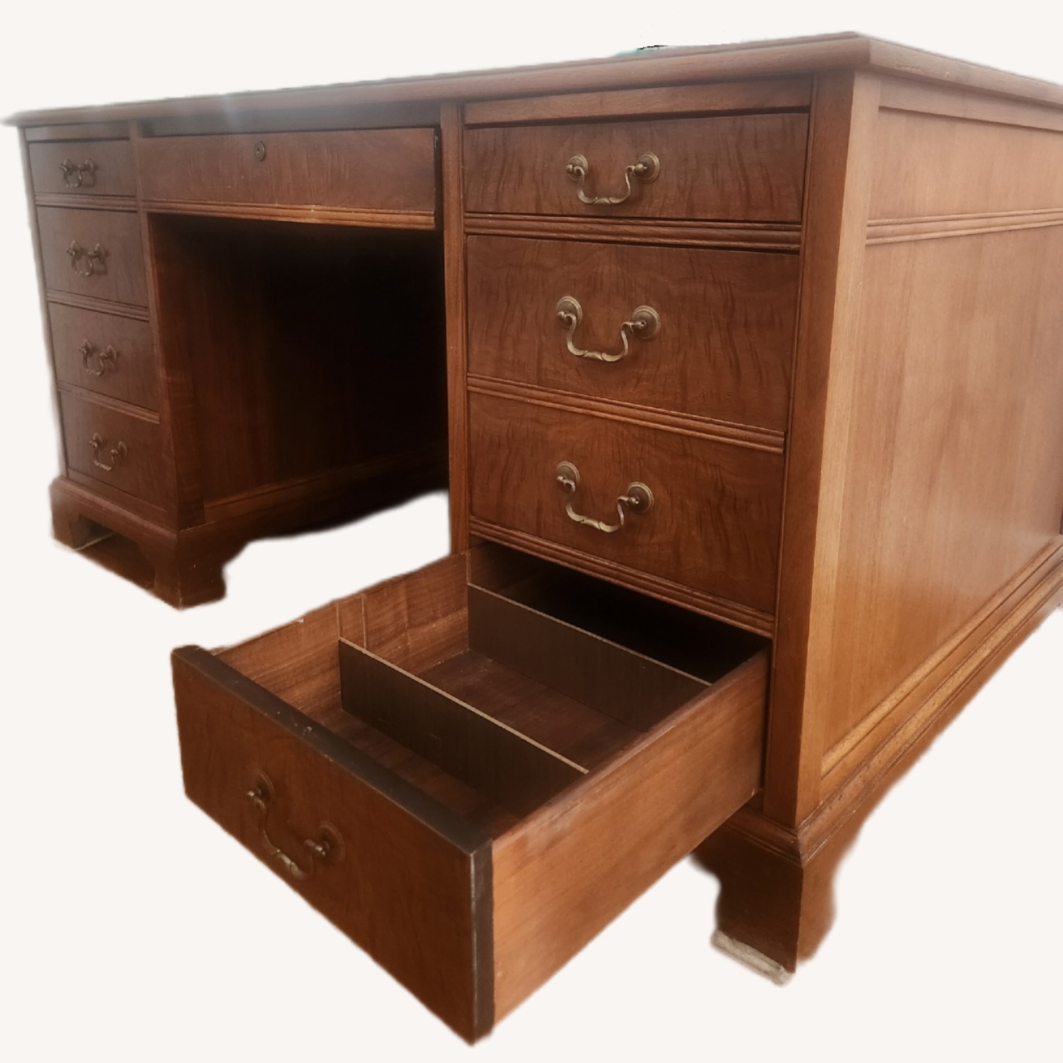 Vintage/Antique Solid Wood Executive Pedestal Desk - image-6