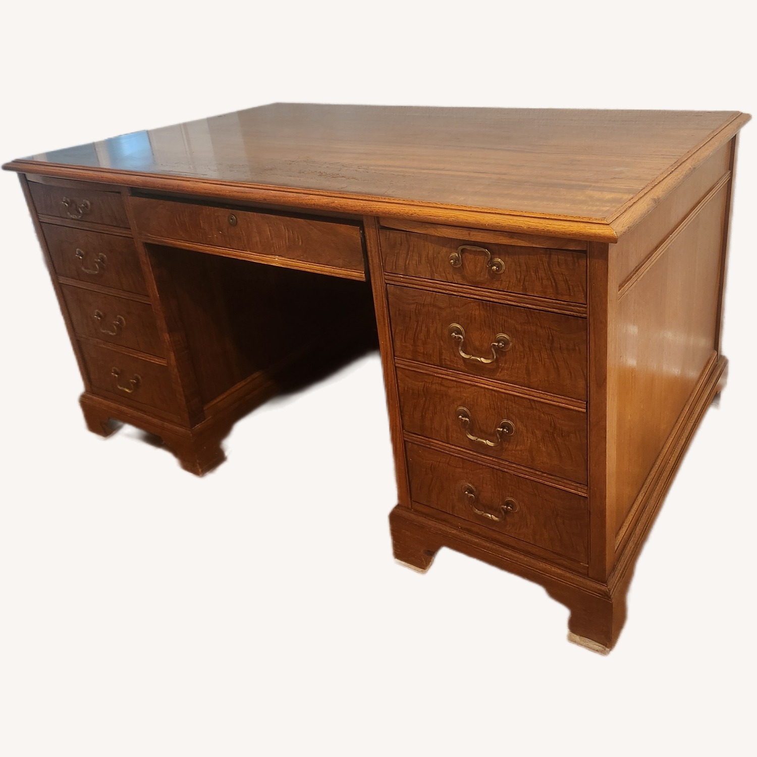 Vintage/Antique Solid Wood Executive Pedestal Desk - image-6