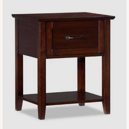 Used Pottery Barn Stratton Dark Brown Wood Nightstand for sale on AptDeco