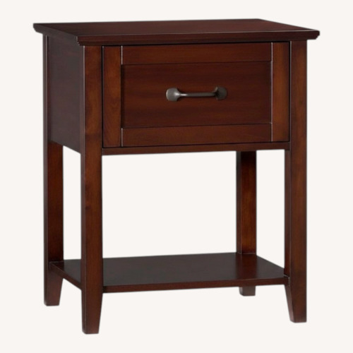 Used Pottery Barn Stratton Dark Brown Wood Nightstand for sale on AptDeco