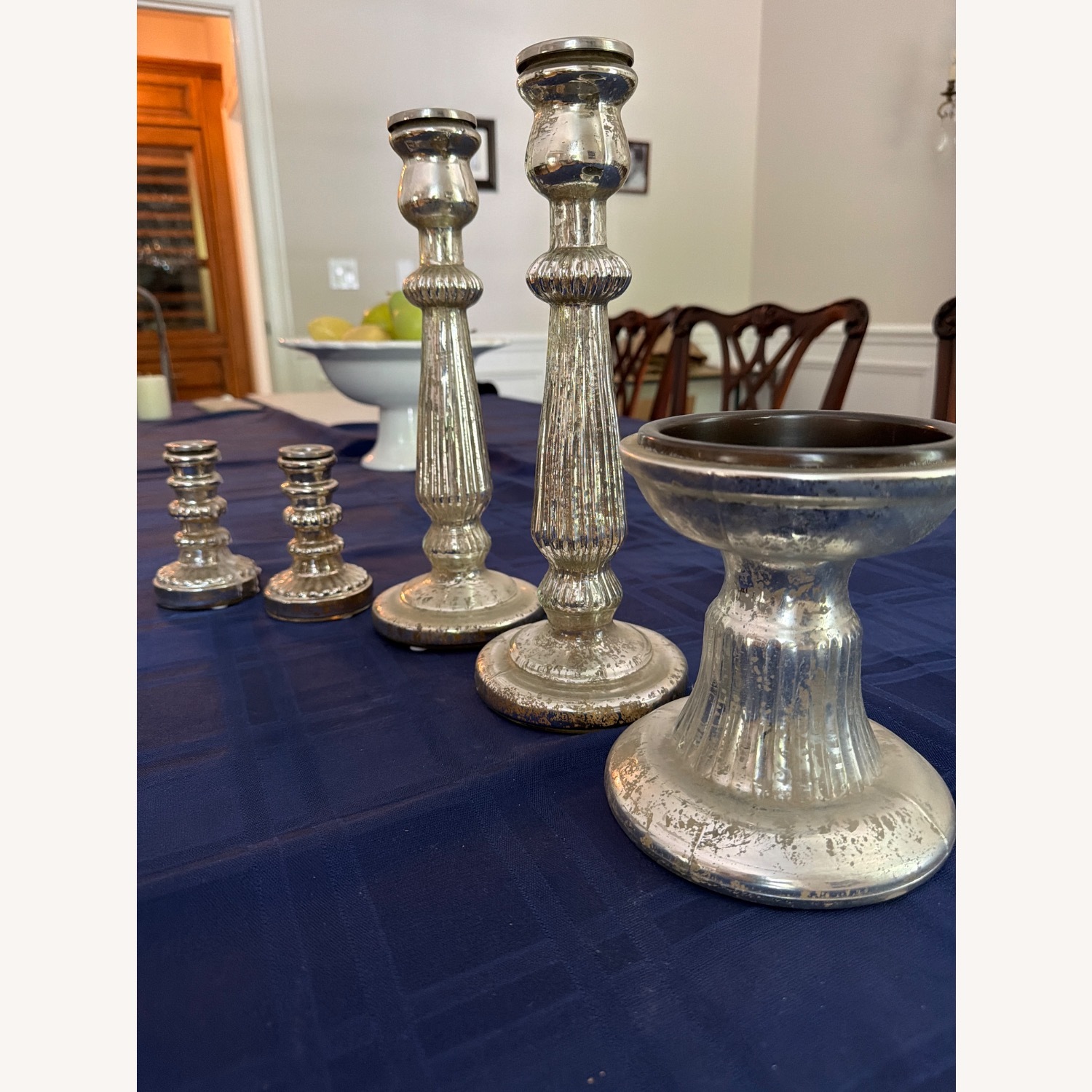 Pottery Barn Silver Glass Candles - image-2