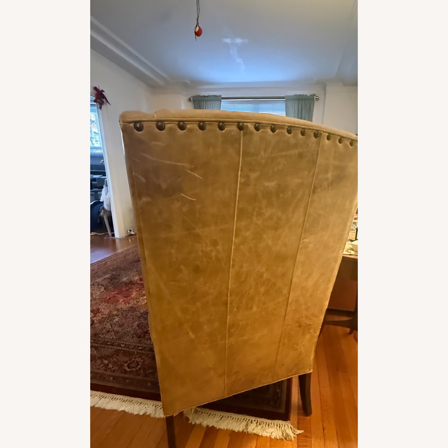 Mitchell Gold +Williams Green Leather Armchair - image-3