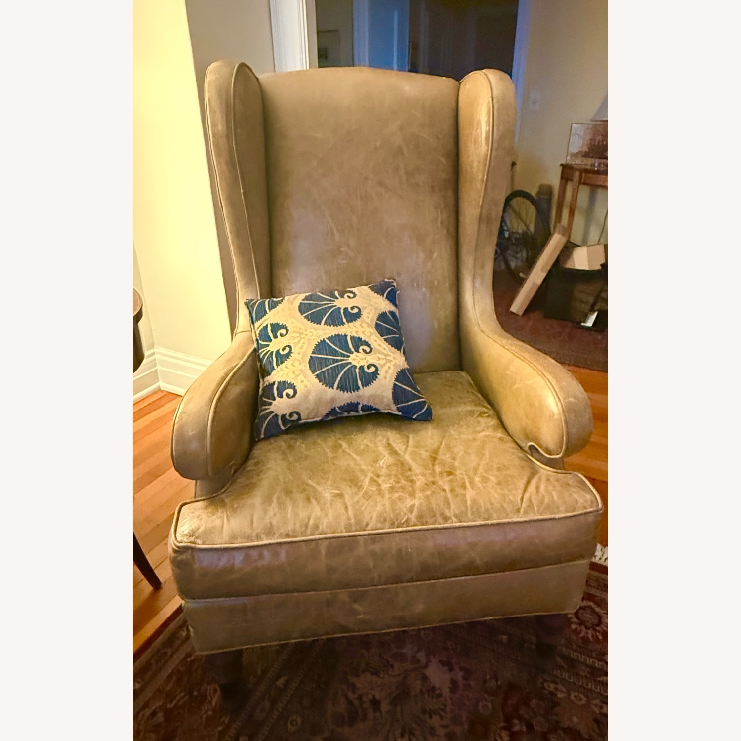 Mitchell Gold +Williams Green Leather Armchair - image-1
