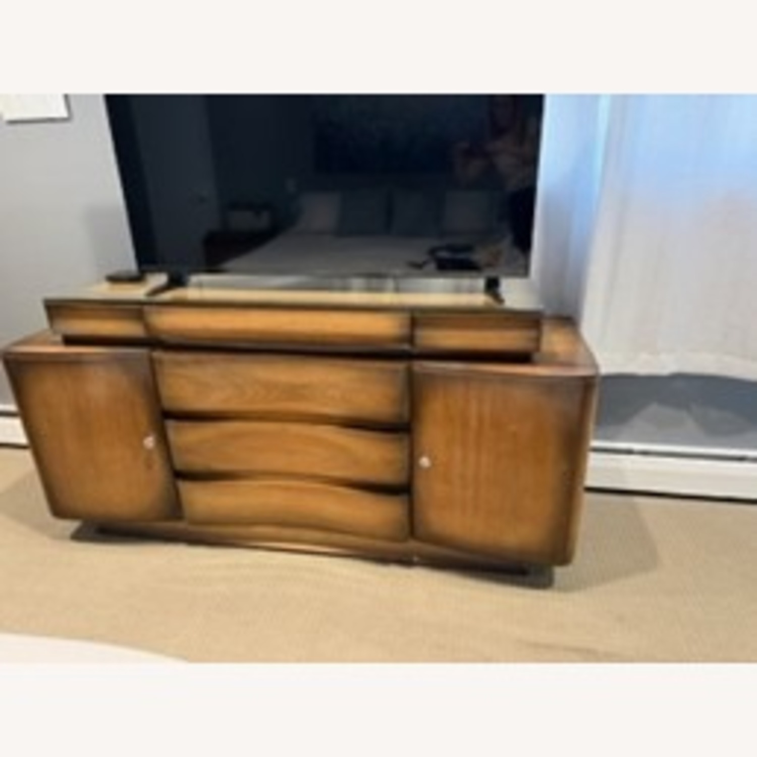 Vintage/Antique Light Brown Wood Armoire - image-1